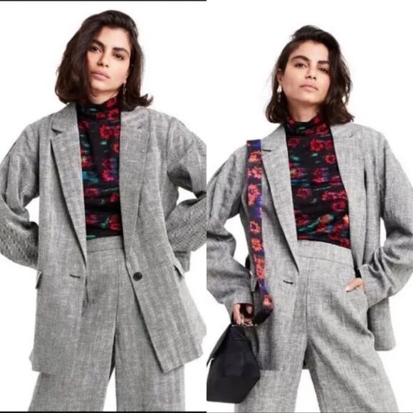 NWT Rachel Comey x Target Blazer Jacket Gray Chevron Oversized Tweed - Picture 4 of 7